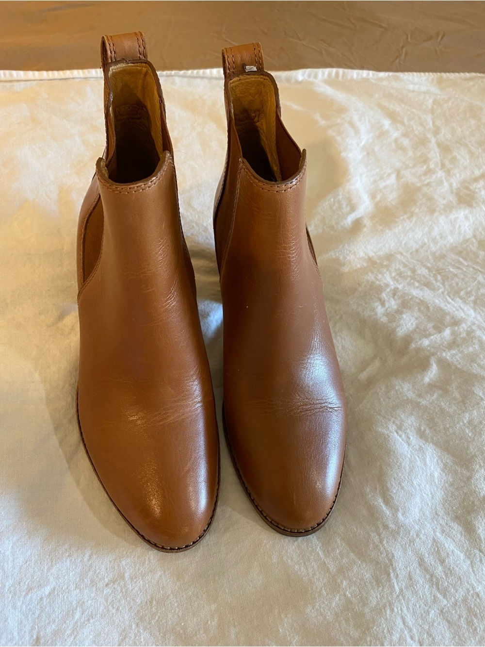 Madewell Tan Leather Chelsea Ankle Boots